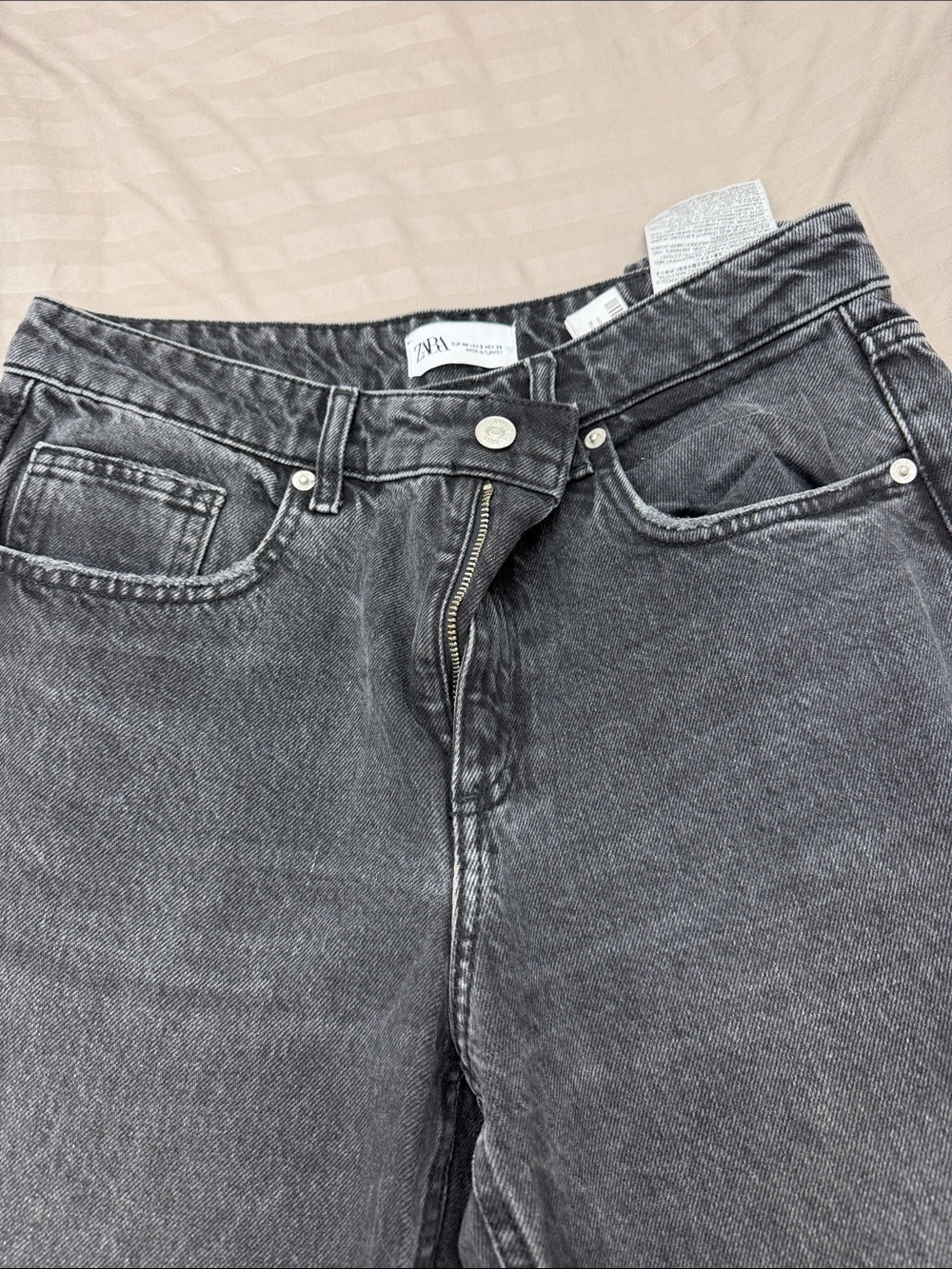 Zara High-Rise Washed Black Jeans